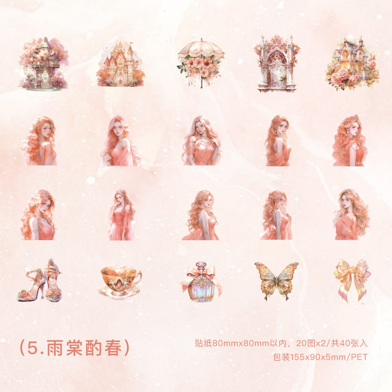 40 Pcs Fairy Tale PET Stickers JLMJ