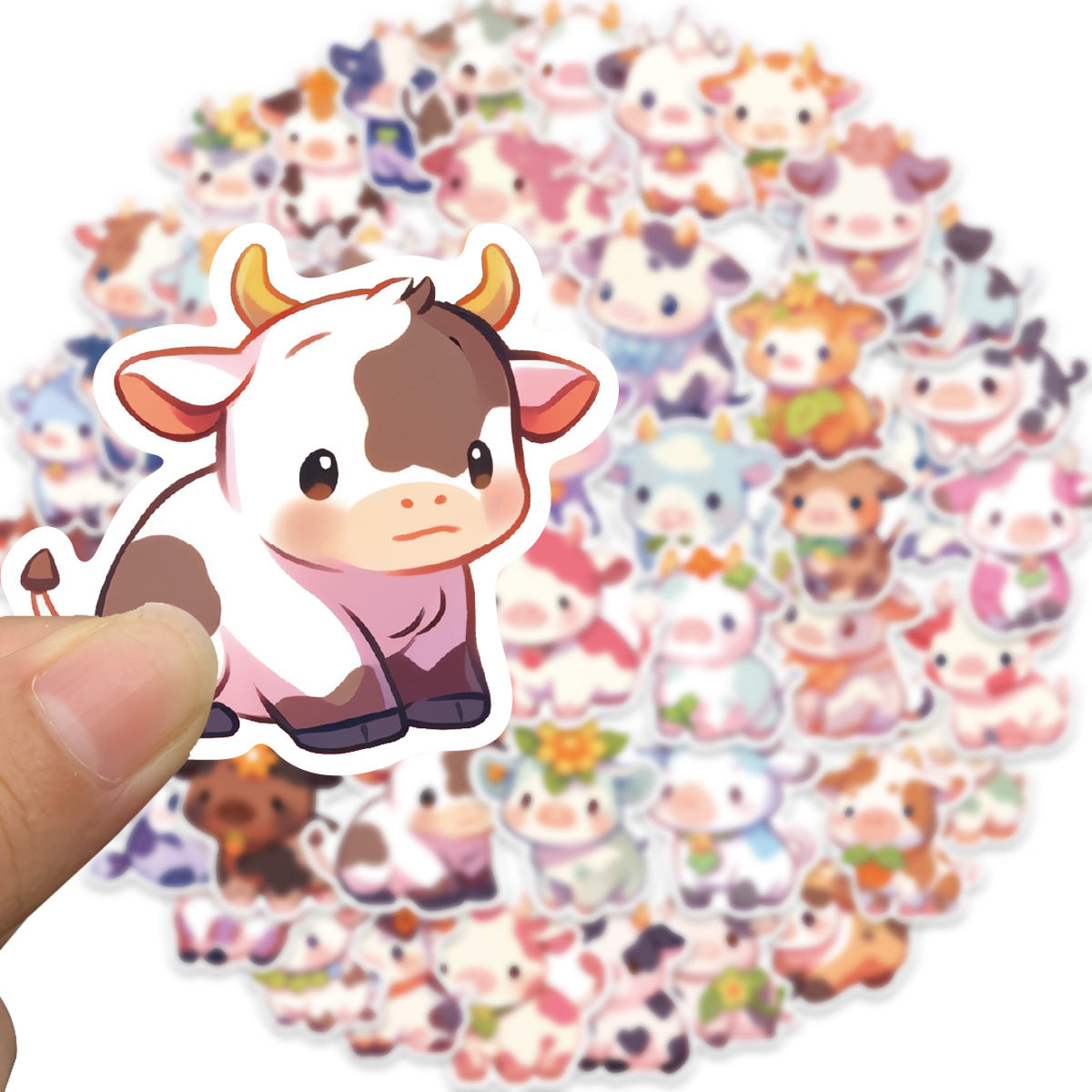 50 Pcs Vinyl Rainbow Cow Stickers CHXN