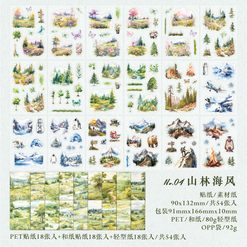 54 Pcs PET Stickers Book FLZNFX