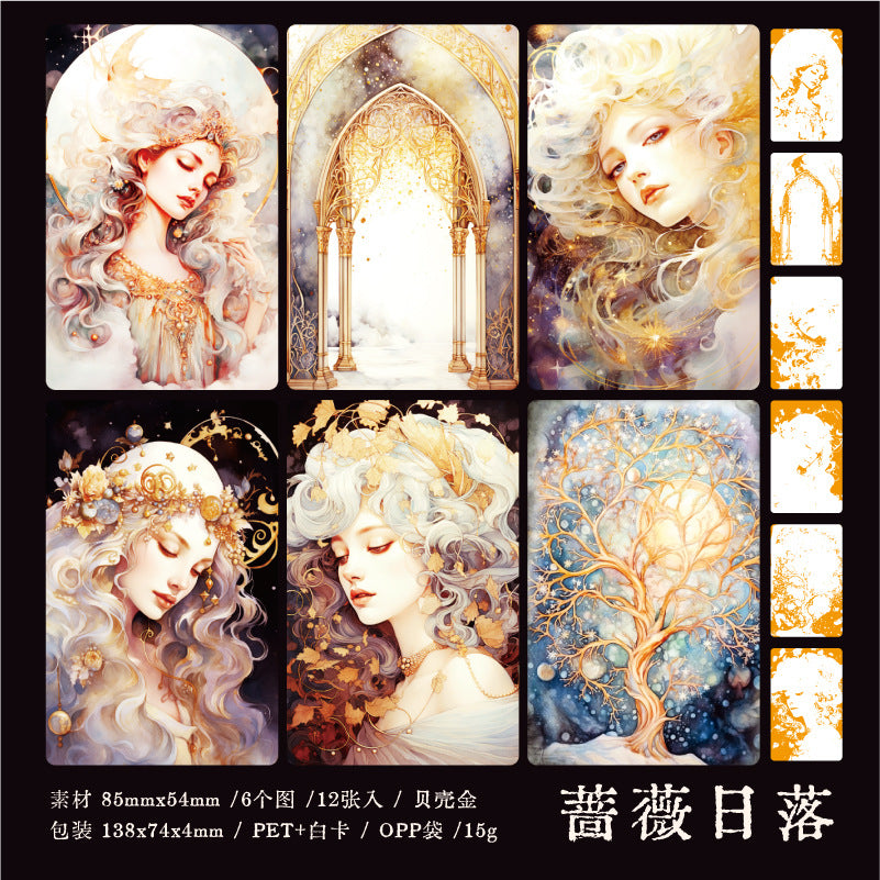 12 Pcs Cardstock and PET Stickers AKRHB