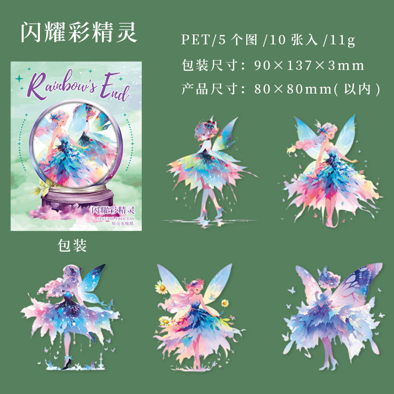 10 Pcs Rainbow Color PET Stickers CHLY