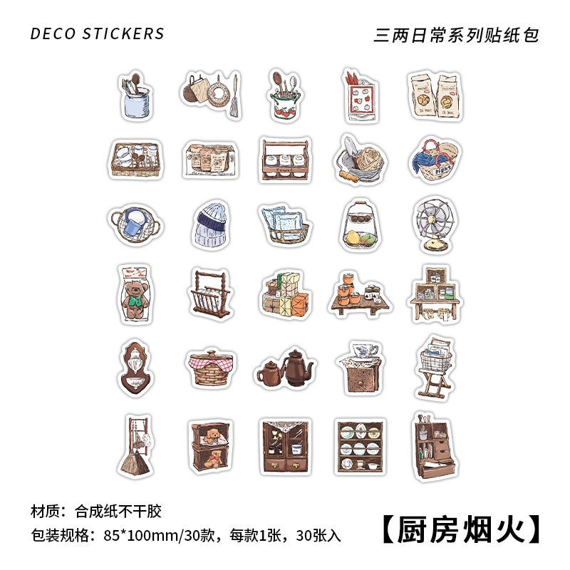 30 Pcs Vintage Scrapbook Stickers SLEC