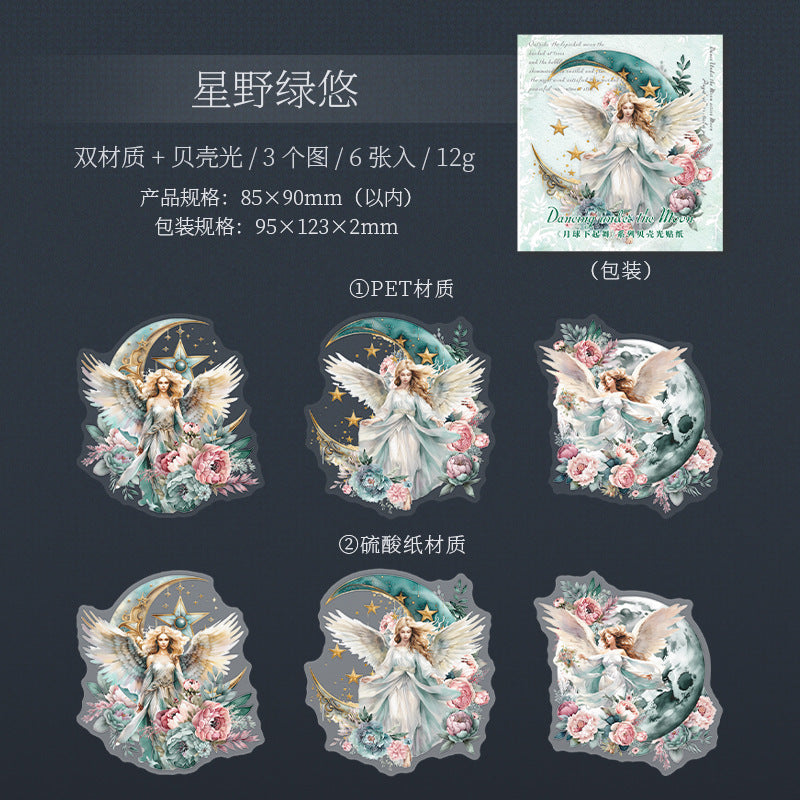 6 Pcs Moon Fairy Tale PET Stickers YQXQW