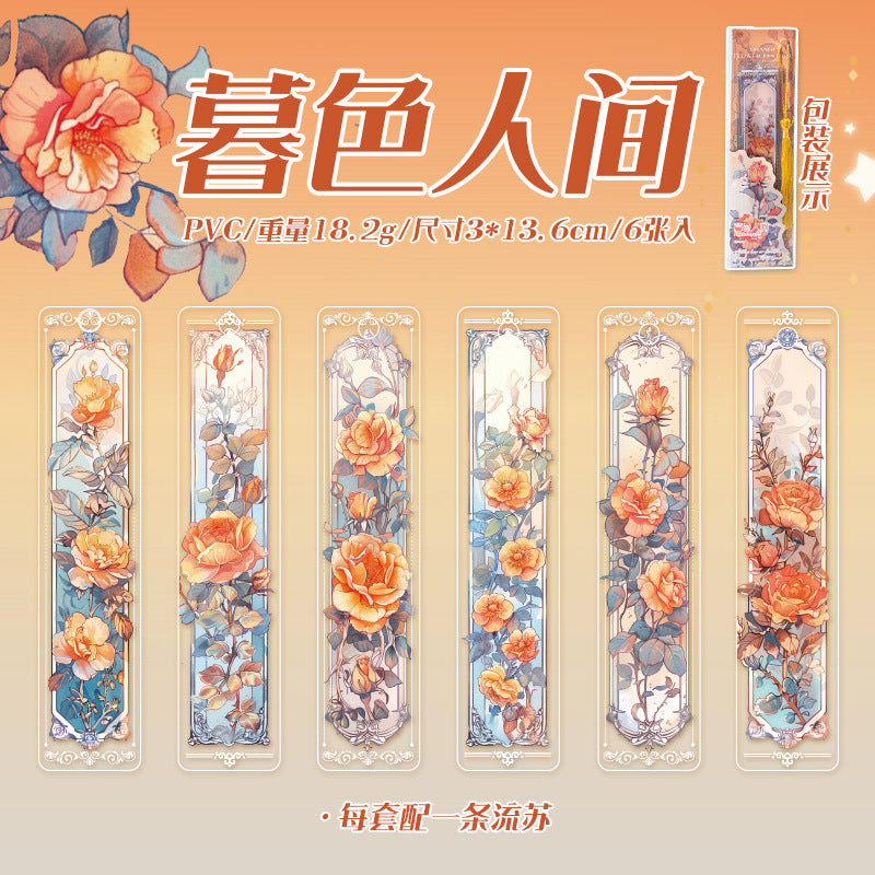 6 Pcs PVC Flowers Bookmark FCHX