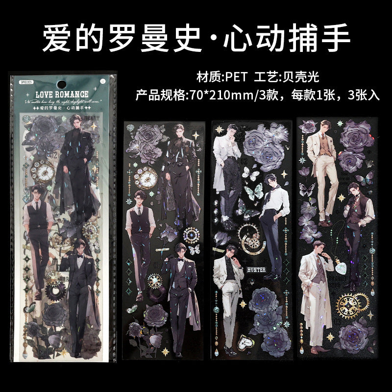 3 Sheets Love Romance Girl PET Stickers ADLMS