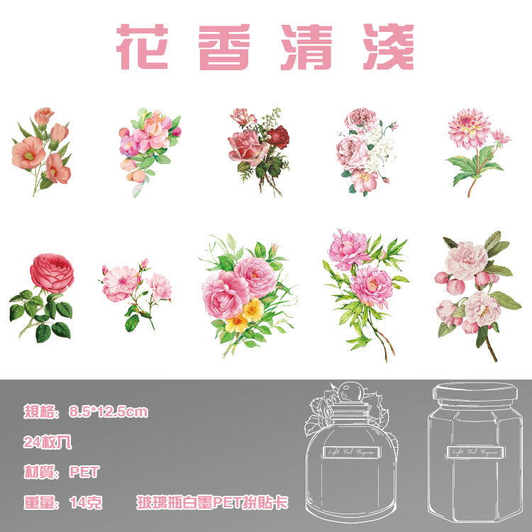 1 Roll Flower and Bottle PET Stickers HMLL