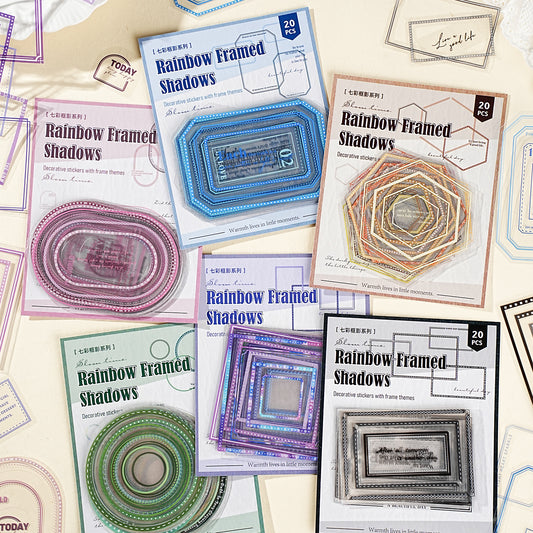 20 Pcs Geometry Frame PET Stickers QCKY