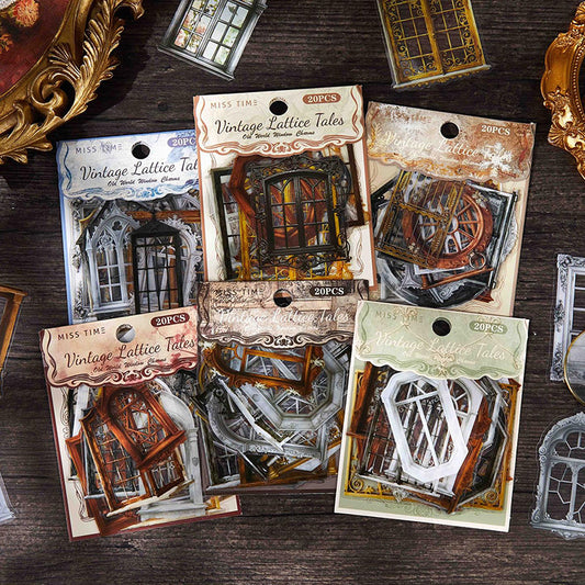 20 Pcs Vintage Window PET Stickers FGGSWY