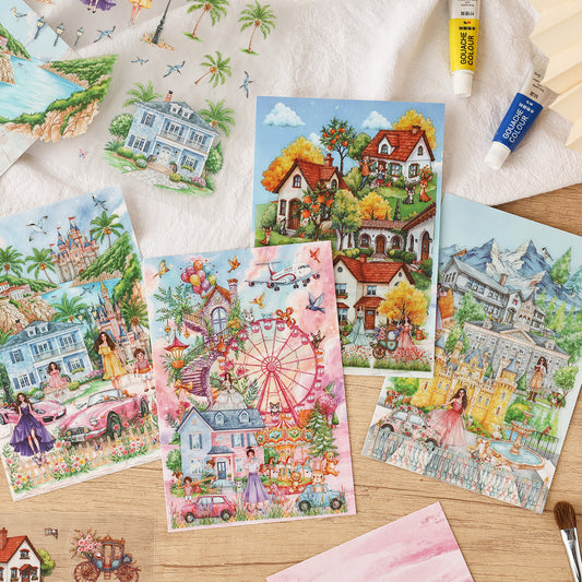 Fantasy Garden Manor Scene DIY Stickers Kit ZXWJ