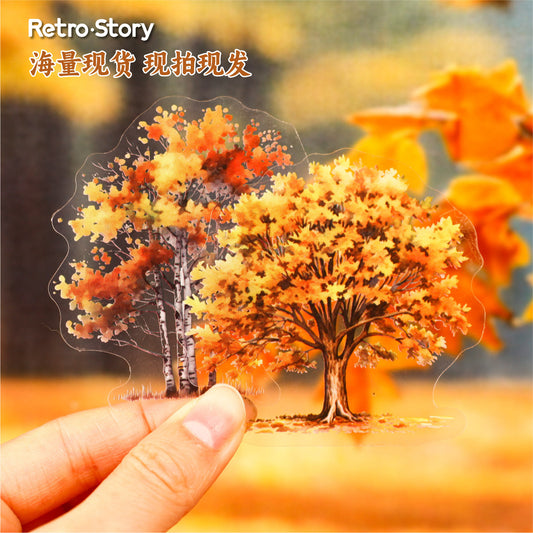 15 Pcs Seasonal Tree PET Stickers FZXL