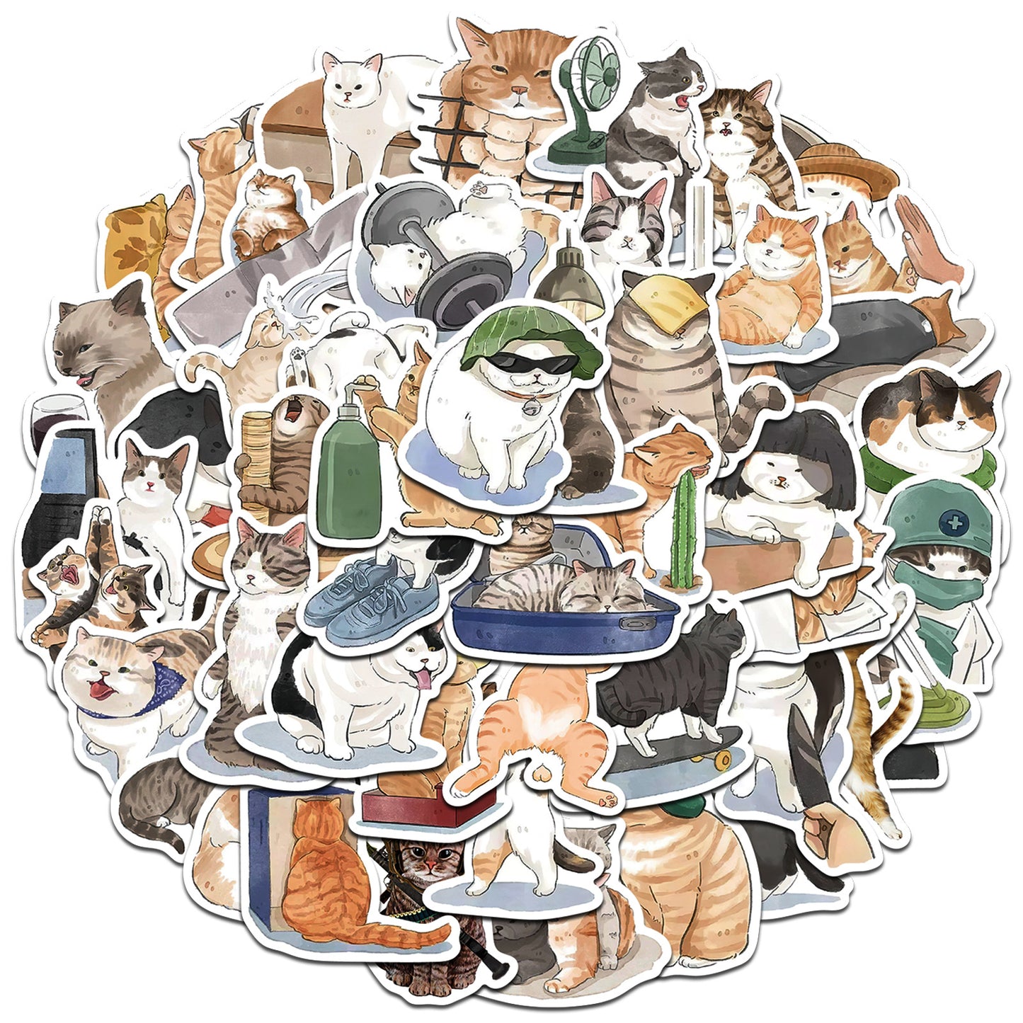50 Pcs Vinyl Funny Cat Dog Stickers GT216