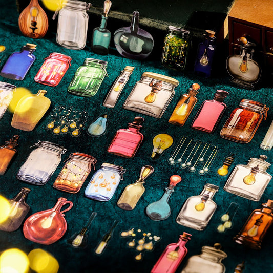 15 Pcs Lamp and Bottle PET Stickers PZXG