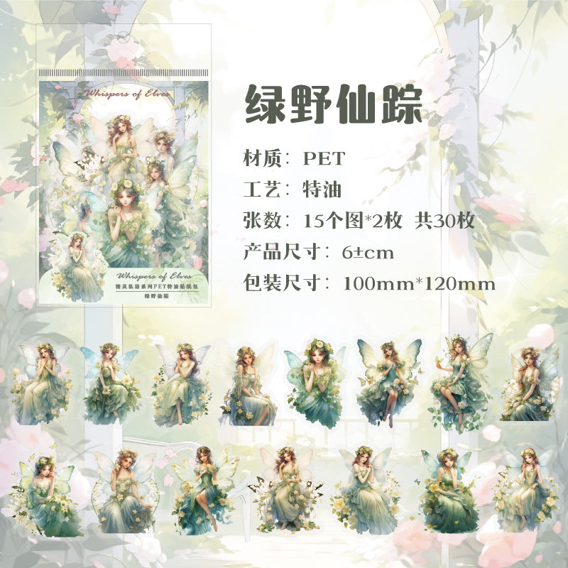 30 Pcs Butterfly Elf PET Stickers JLSY