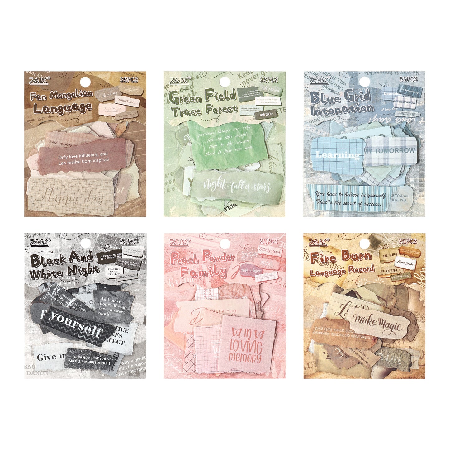 25 Pcs Vintage Words PET Stickers HYYL