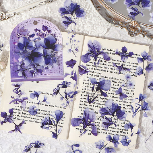 40 Pcs Watercolor Flower PET Stickers HKYS