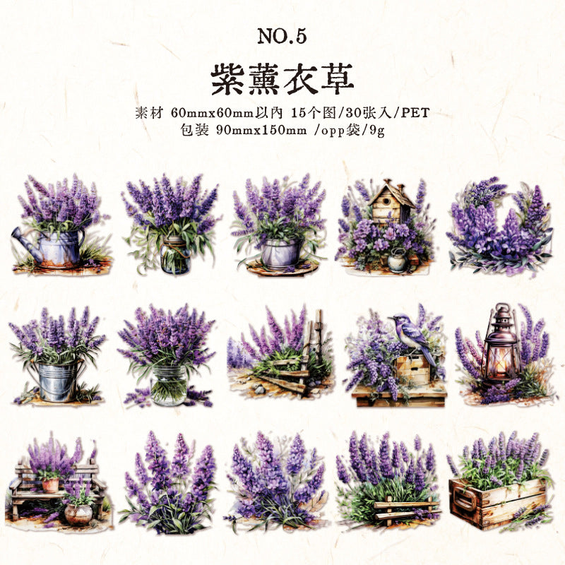 30 Pcs Potted Plants PET Stickers DYZW