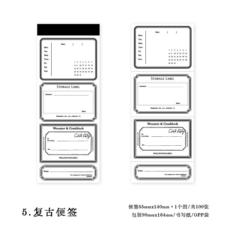 100 Pcs Vintage Notepad Paper CYXJ