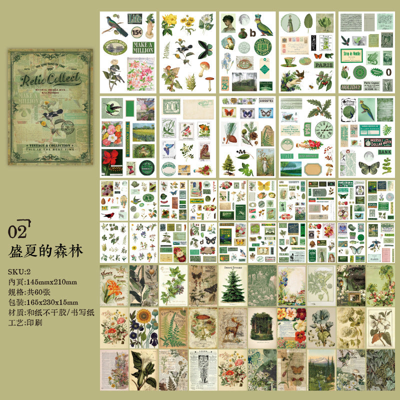 60 Pcs Vintage Scrapbook Supplies Kit SYCG