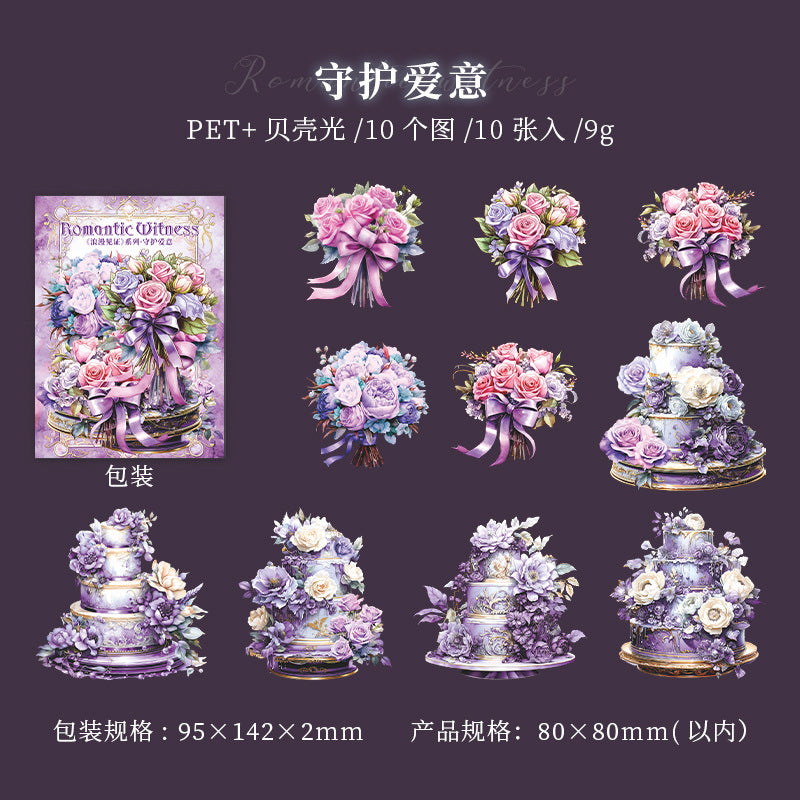 10 Pcs Flower Cake PET Stickers PHDG