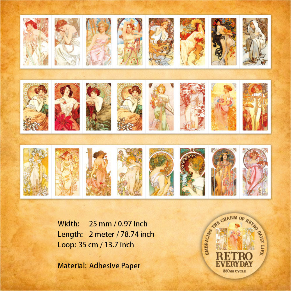 1 Roll Retro Pre-cut Stickers Tape FGRC