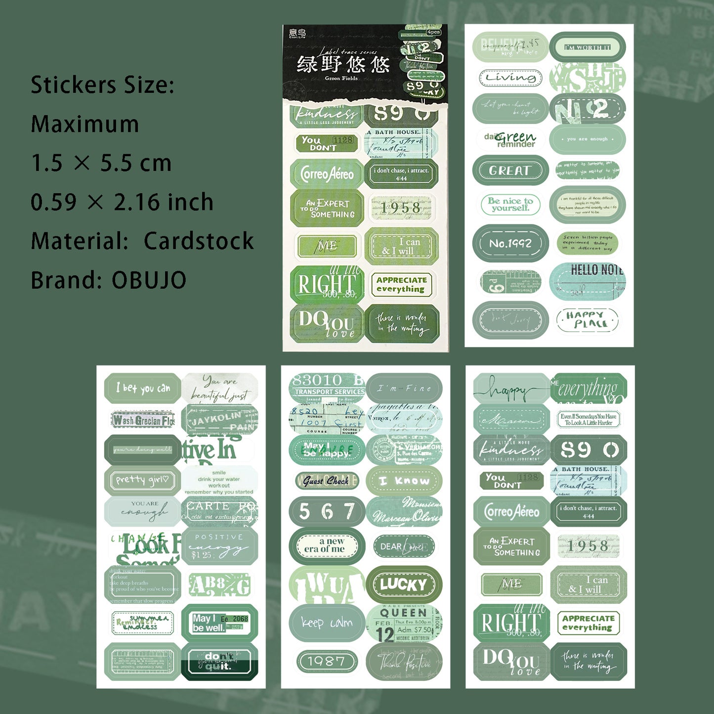 4 Sheets Label Cardtock Stickers HJBQ
