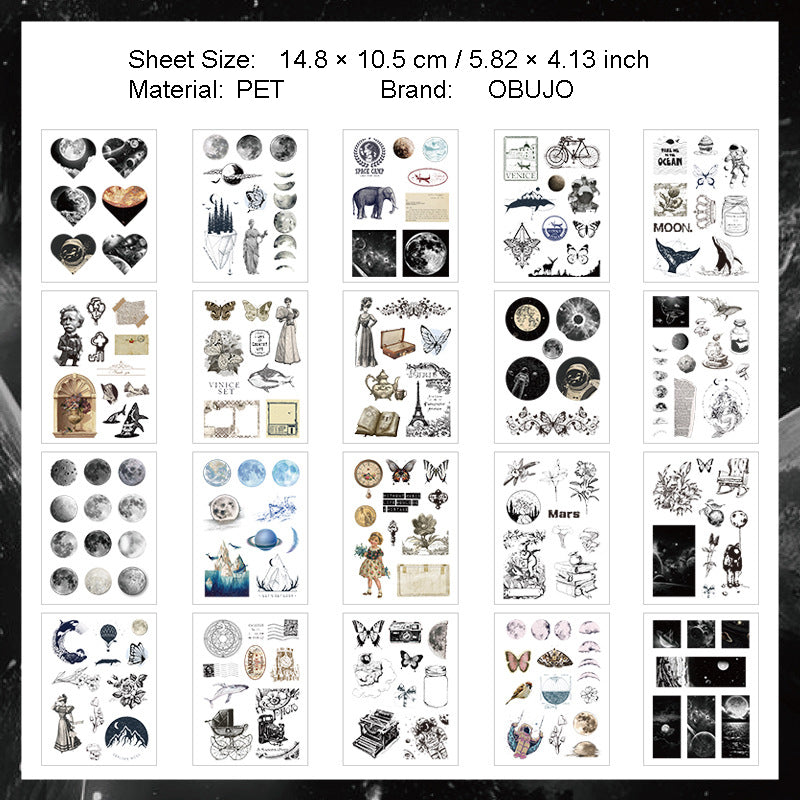 20 Sheets Vintage PET Stickers SLWX