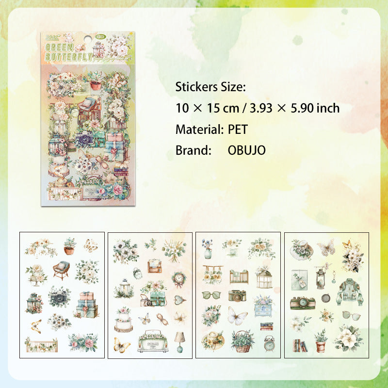 6 Sheets Floral Lifestyle PET Stickers YYQF