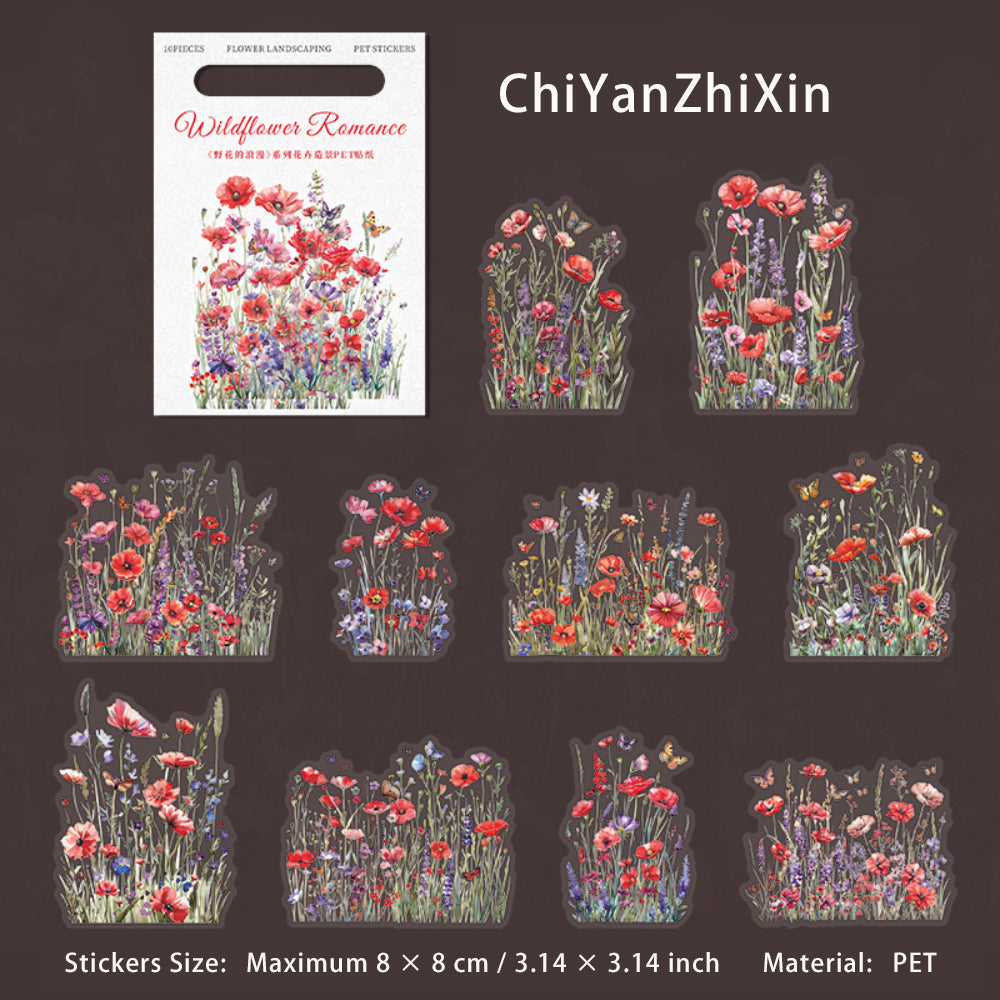 10 Pcs Wildflower PET Stickers YHDLM