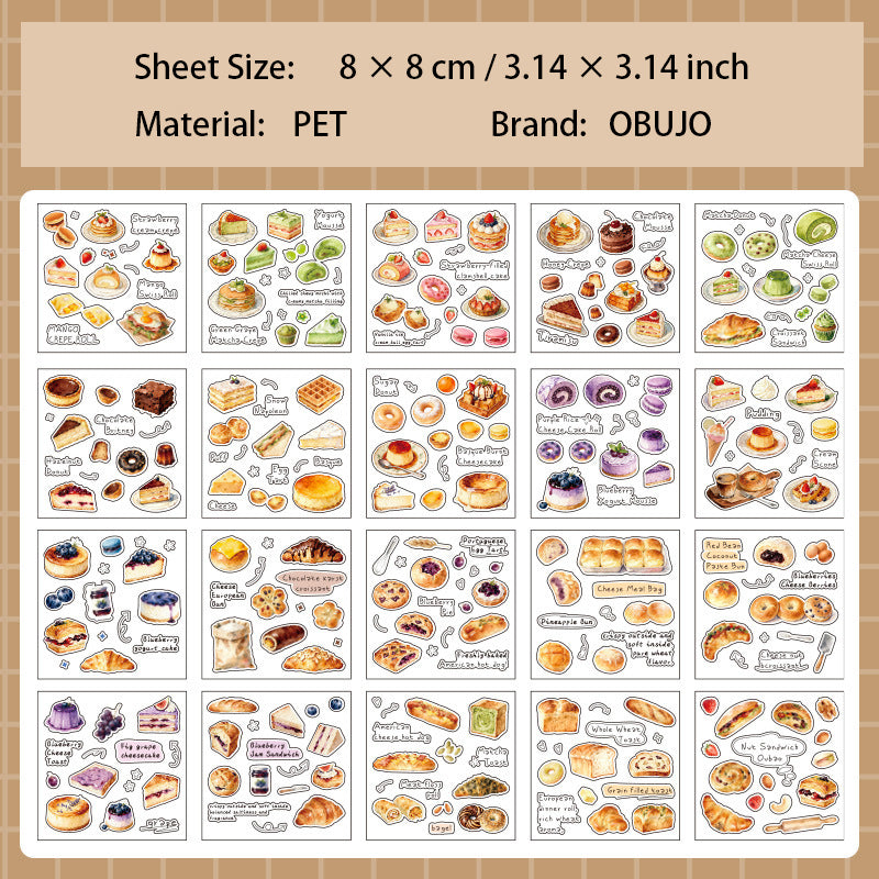 20 Sheets Food Themed PET Stickers Book YKSG