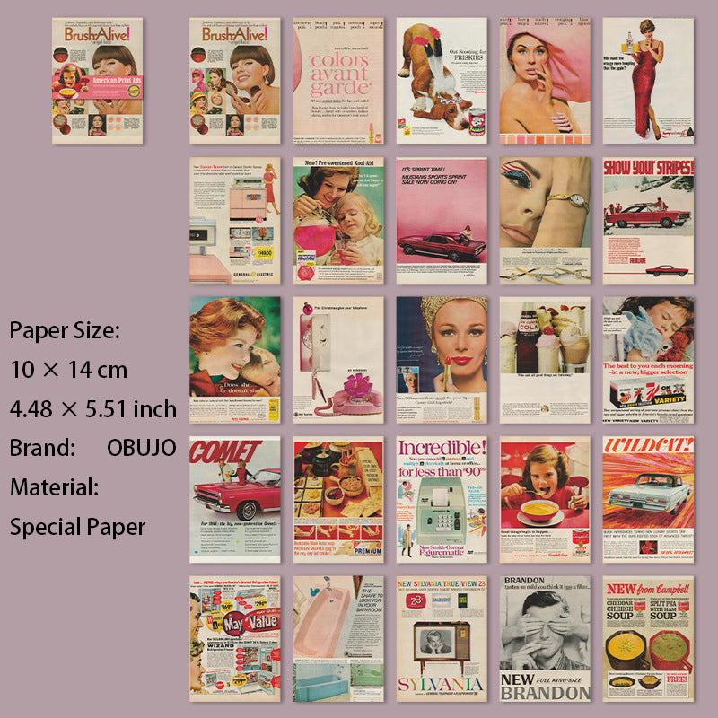 50 Pcs Vintage Modern Magzine Themed Journal Paper MSCL