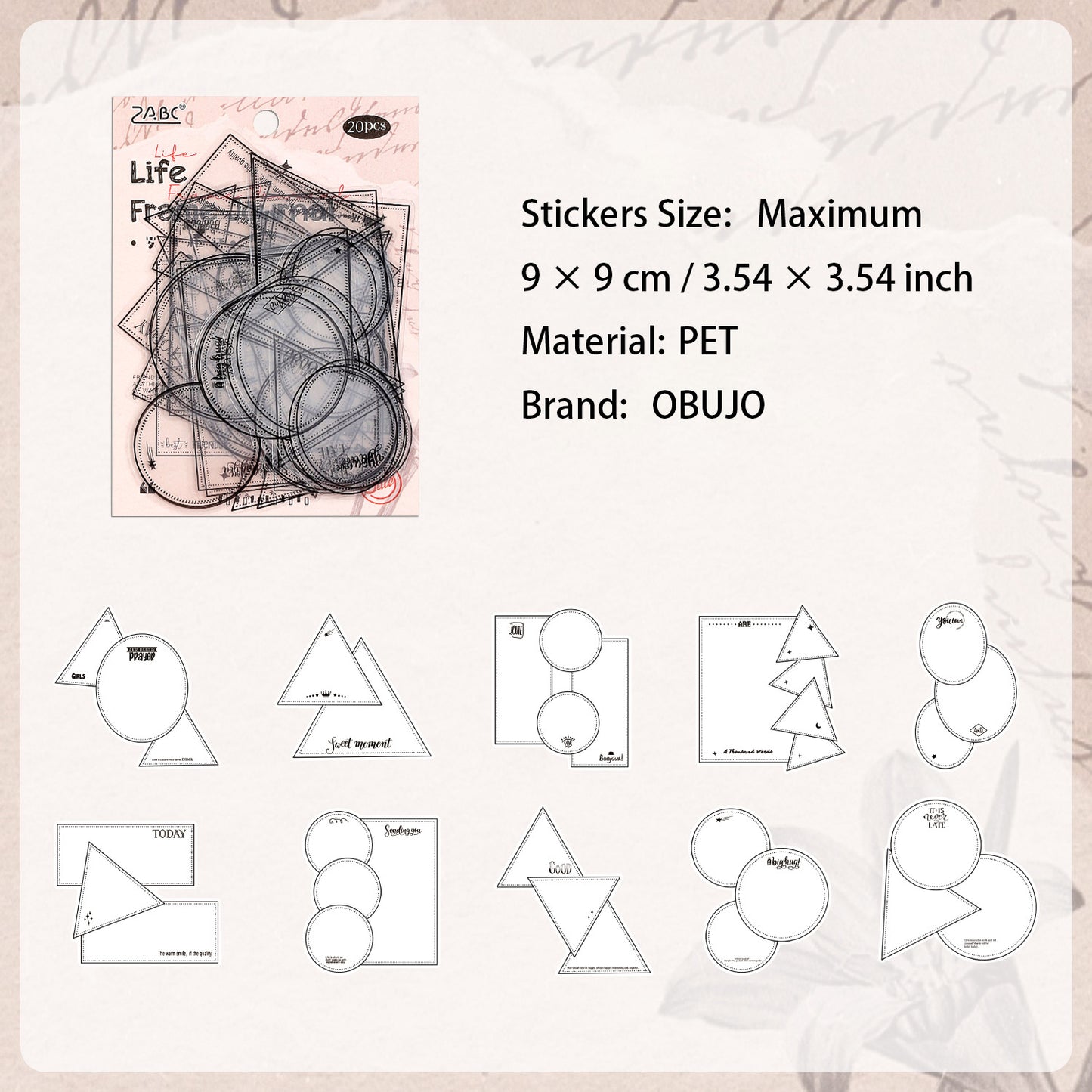 20 Pcs Geometric Themed Frame Stickers JYKJ