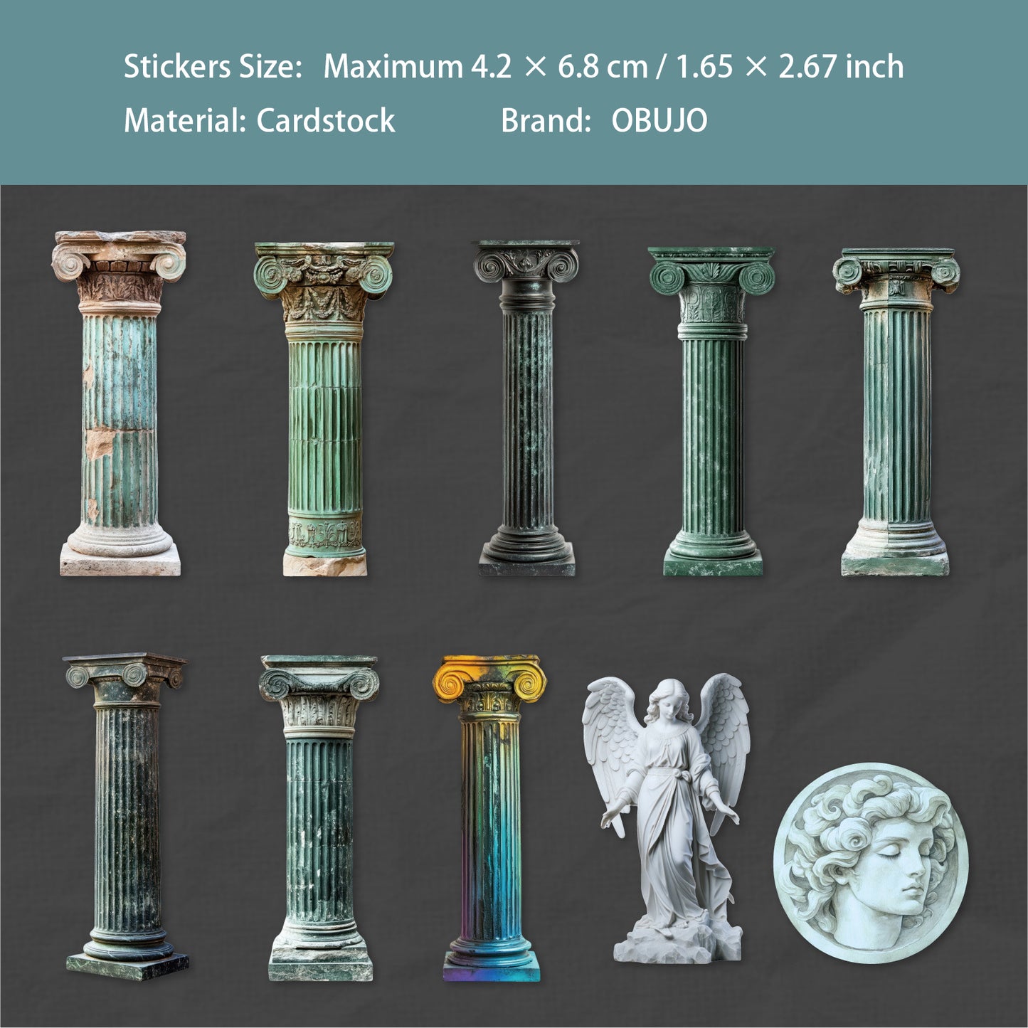 10 Pcs Vintage Roman Themed Cardstock Stickers LMZX