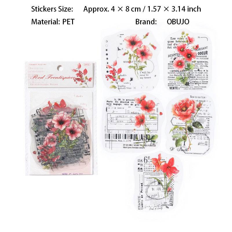 10 Pcs Flower Words PET Stickers WHTSJ