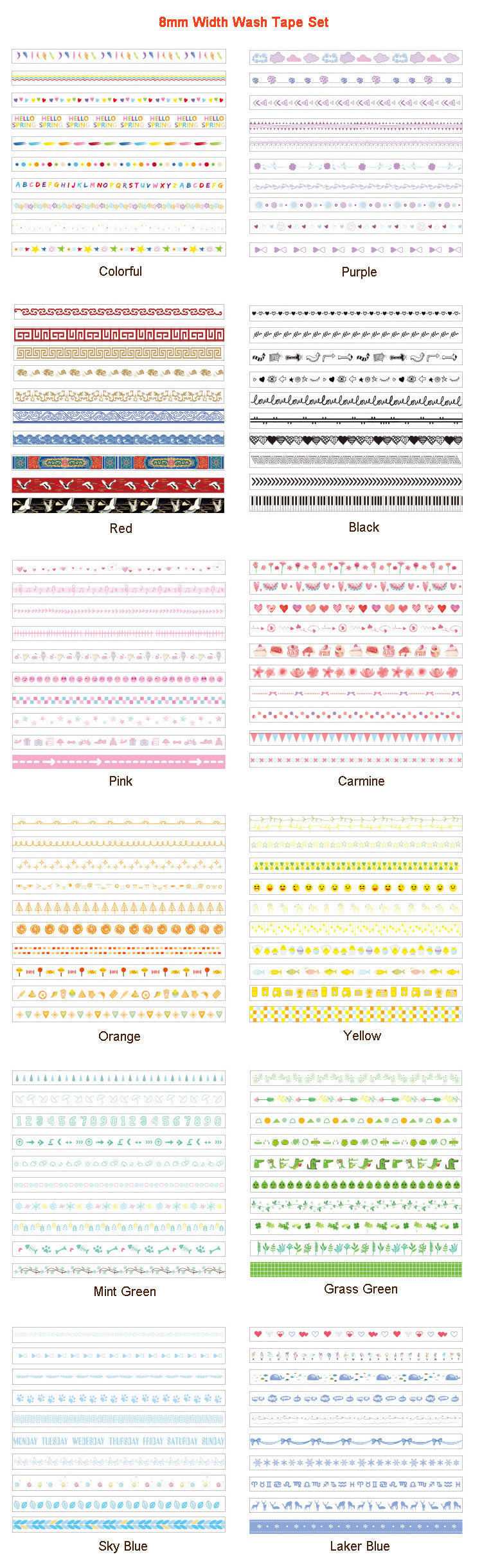 Rahon Washi Tape Set-8mm