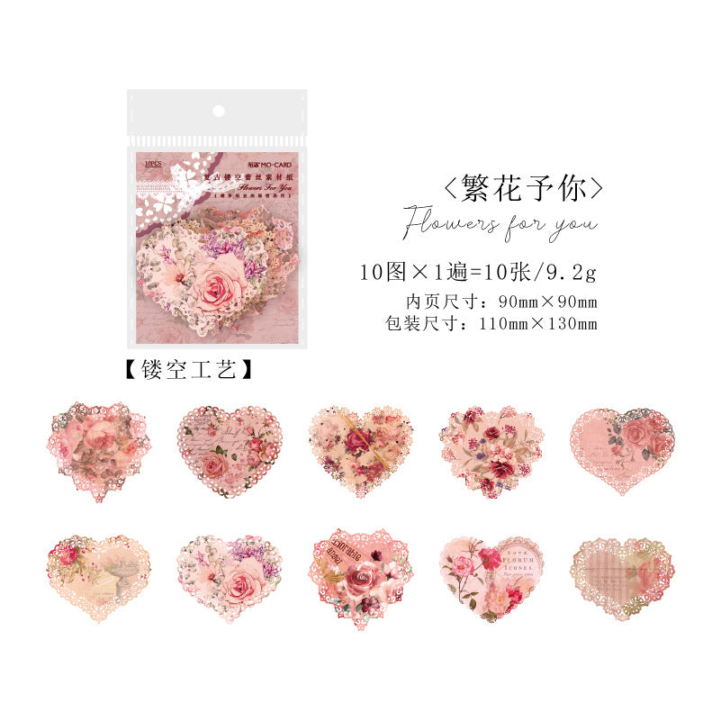 10Pcs Lace Cutout Paper WDLYMM