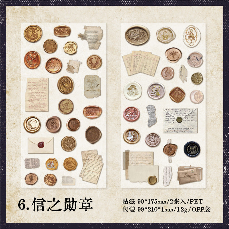 2 Pcs Vintage PET Stickers HJSY