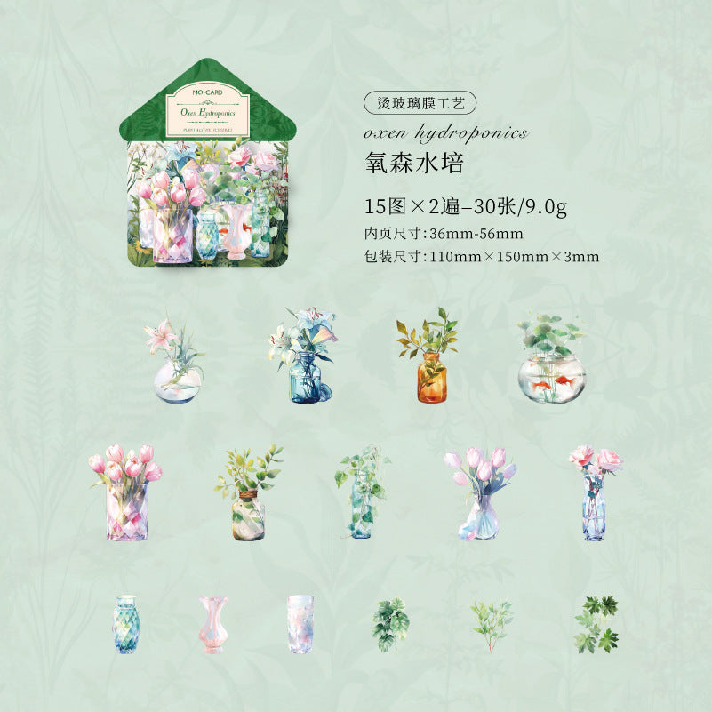 30 Pcs Flowers PET Stickers ZWMX