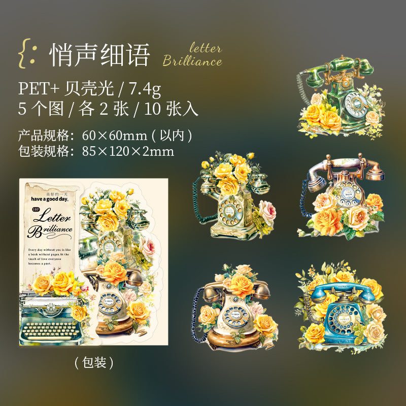 10pcs Vintage PET Stickers SXYC