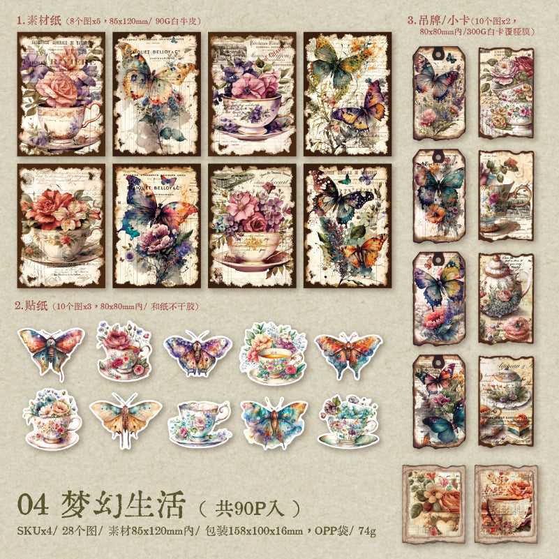 90 Pcs Junk Journal Supplies Kit SDDYX