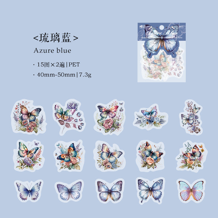 30PCS Butterfly PET Stickers HDPT
