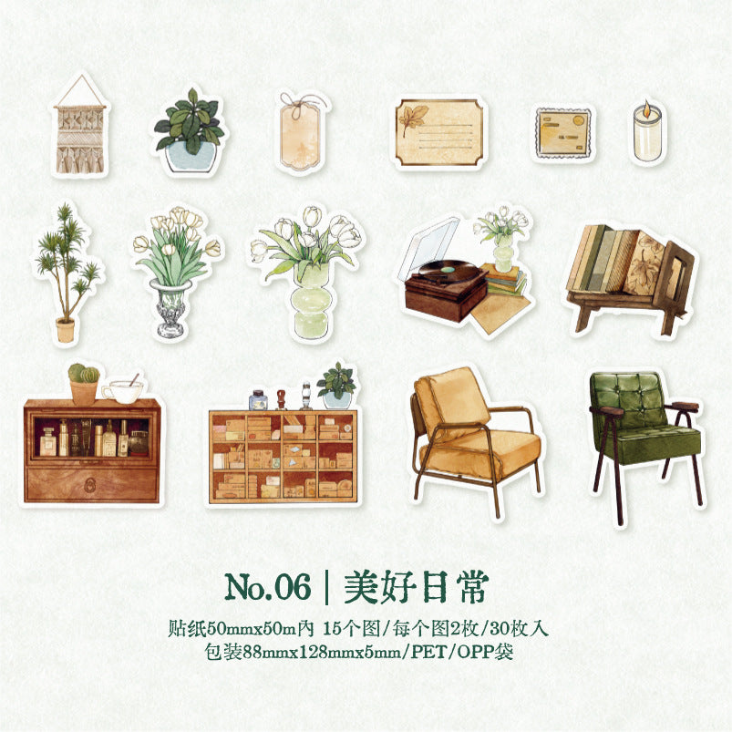 30Pcs Vintage Stickers MHDXP