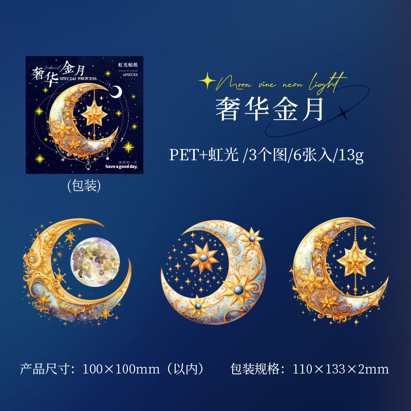 6 Pcs Moon Stickers YMNG
