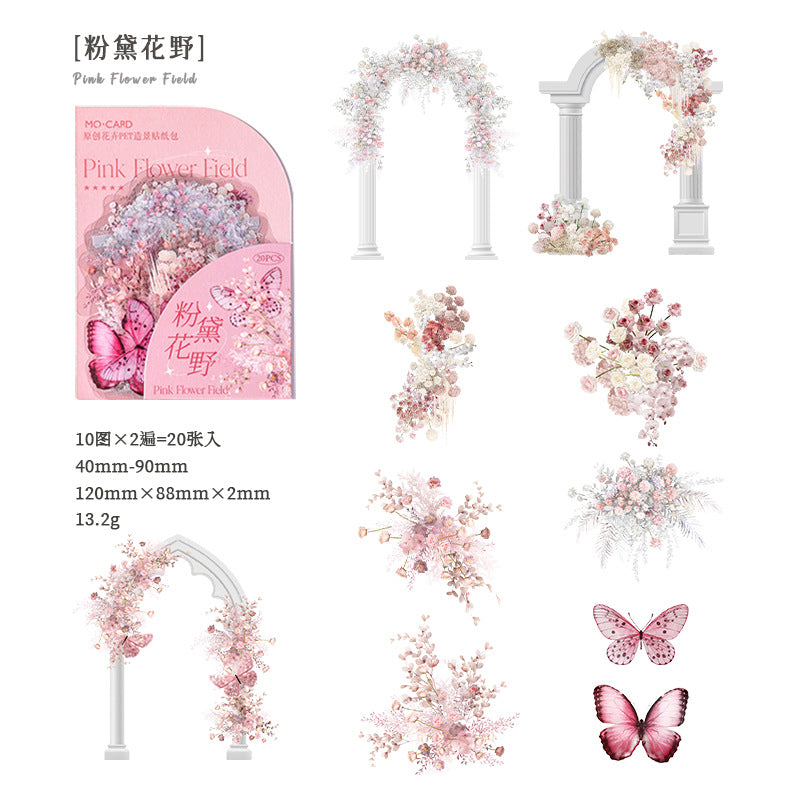 20pcs PET Flower Stickers RMTK