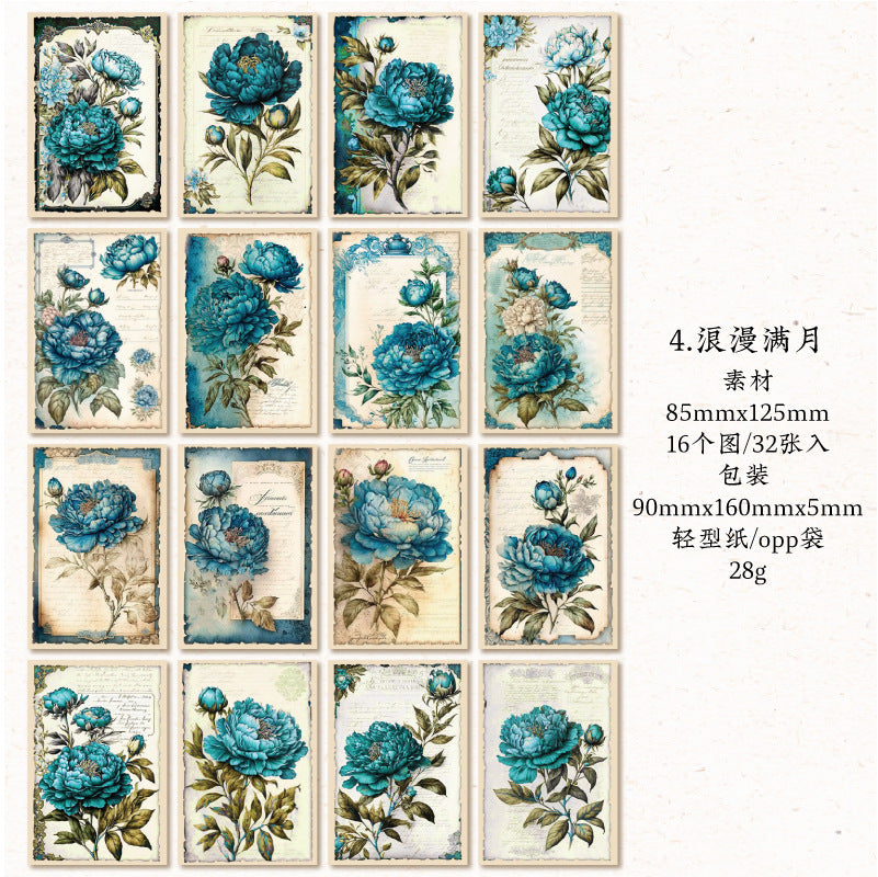32 sheets Vintage Flower Scrapbook Paper HJXY