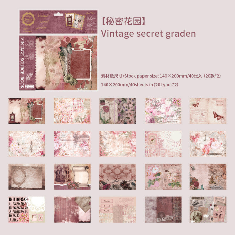 40pcs Vintage Scrapbook Paper SJJH