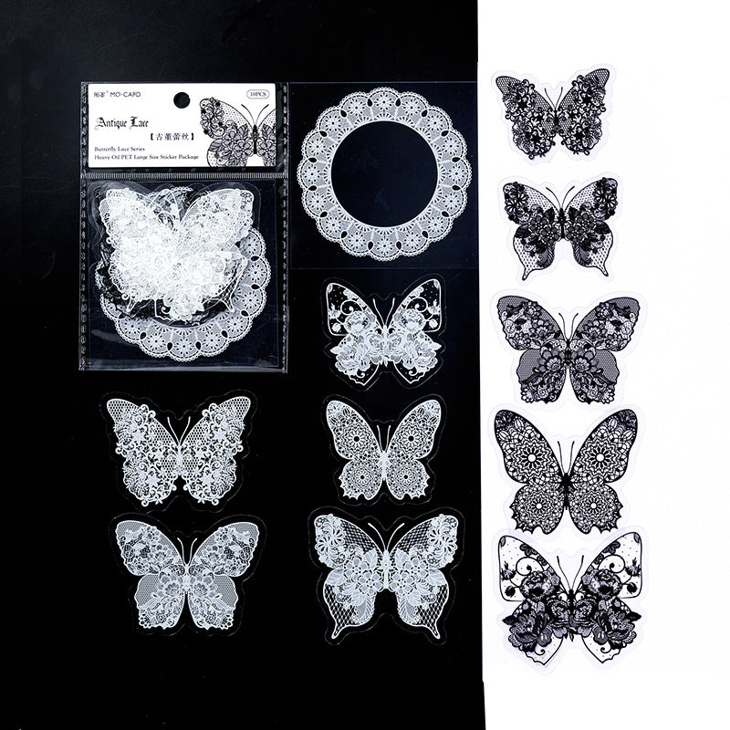 10pcs PET Butterfly Lace Stickers HDLS