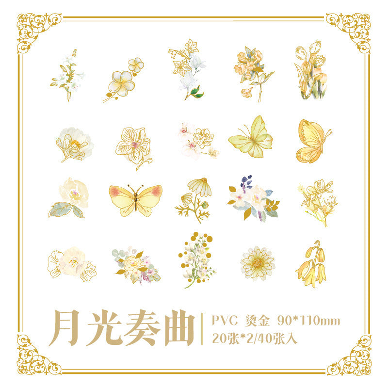 40PCS PVC Flower Stickers HZYS