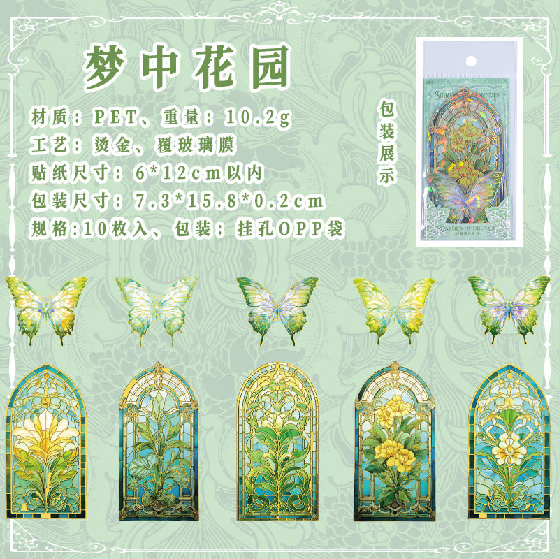 10 Pcs Butterfly and Windows PET Stickers SYSJ