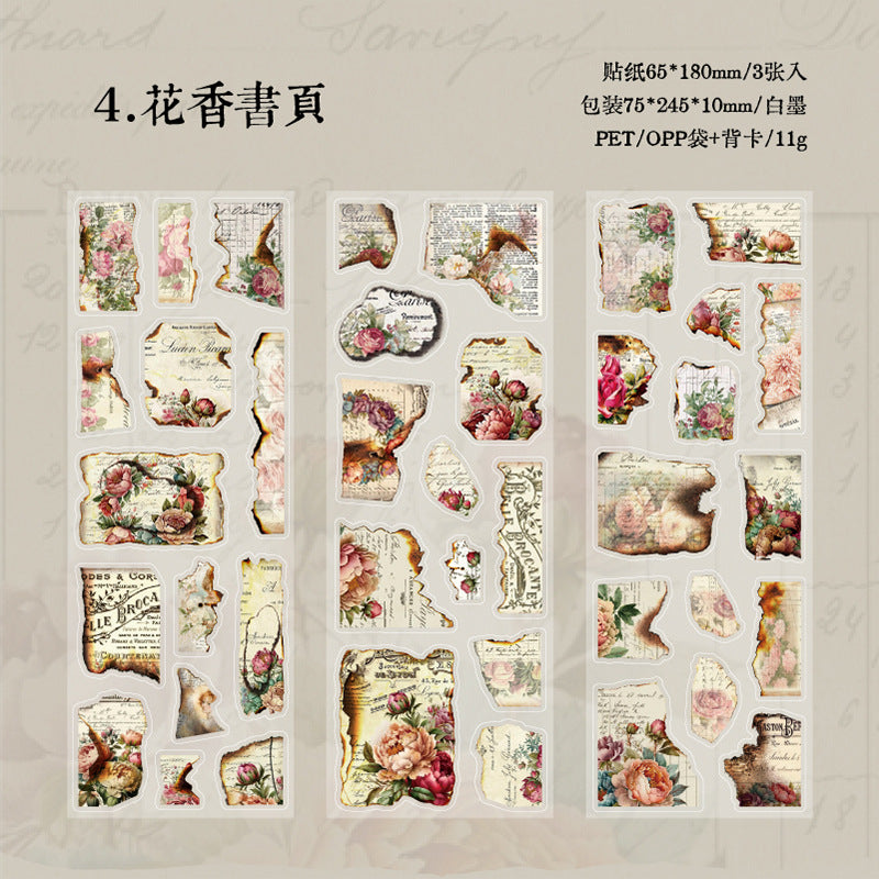 3 pcs Vintage Junk Journal Stickers RSDS