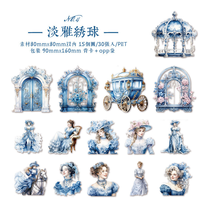 30 Pcs Castle Lady PET Stickers GBGZ